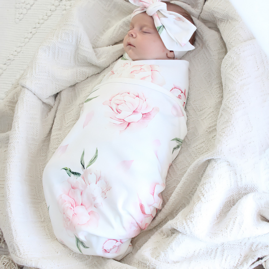 Jersey Swaddle & Beanie | Pretty Peony