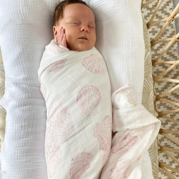 Organic Bamboo Cotton Swaddle | Sea Shells